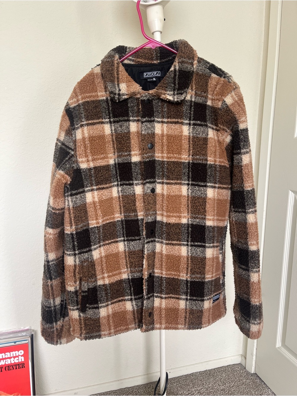 Ezekiel Brown & Black Plaid Sherpa Shirt Jacket